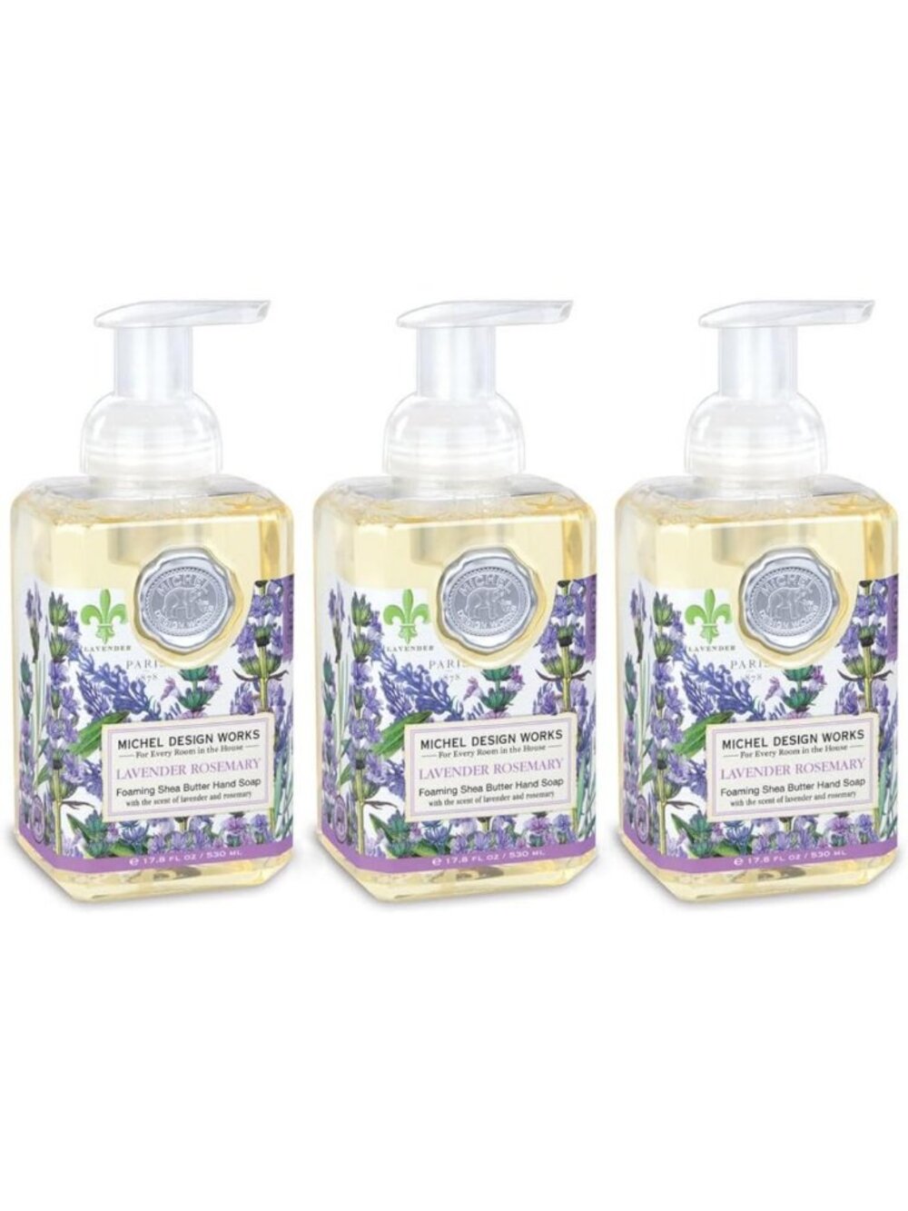 Lavender Rosemary Foaming Hand Soap Set with Dispenser - 3-Pack, 17.8 Fl oz Each